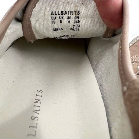 NEW AllSaints Bella Suede Low Top Sneakers Dirty Pink Size 8/38 NEW - Picture 13 of 15
